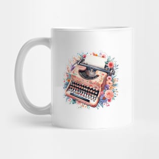 Retro Vintage Floral Typewriter Mug